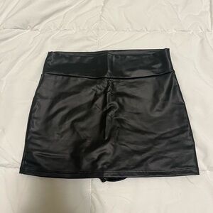 Black Faux Leather Mini Skirt